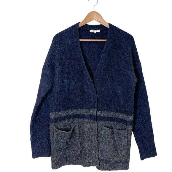 MADEWELL Boucle Wool and Alpaca Blend Blue and Gray Two Button Cardigan - Picture 6 of 15